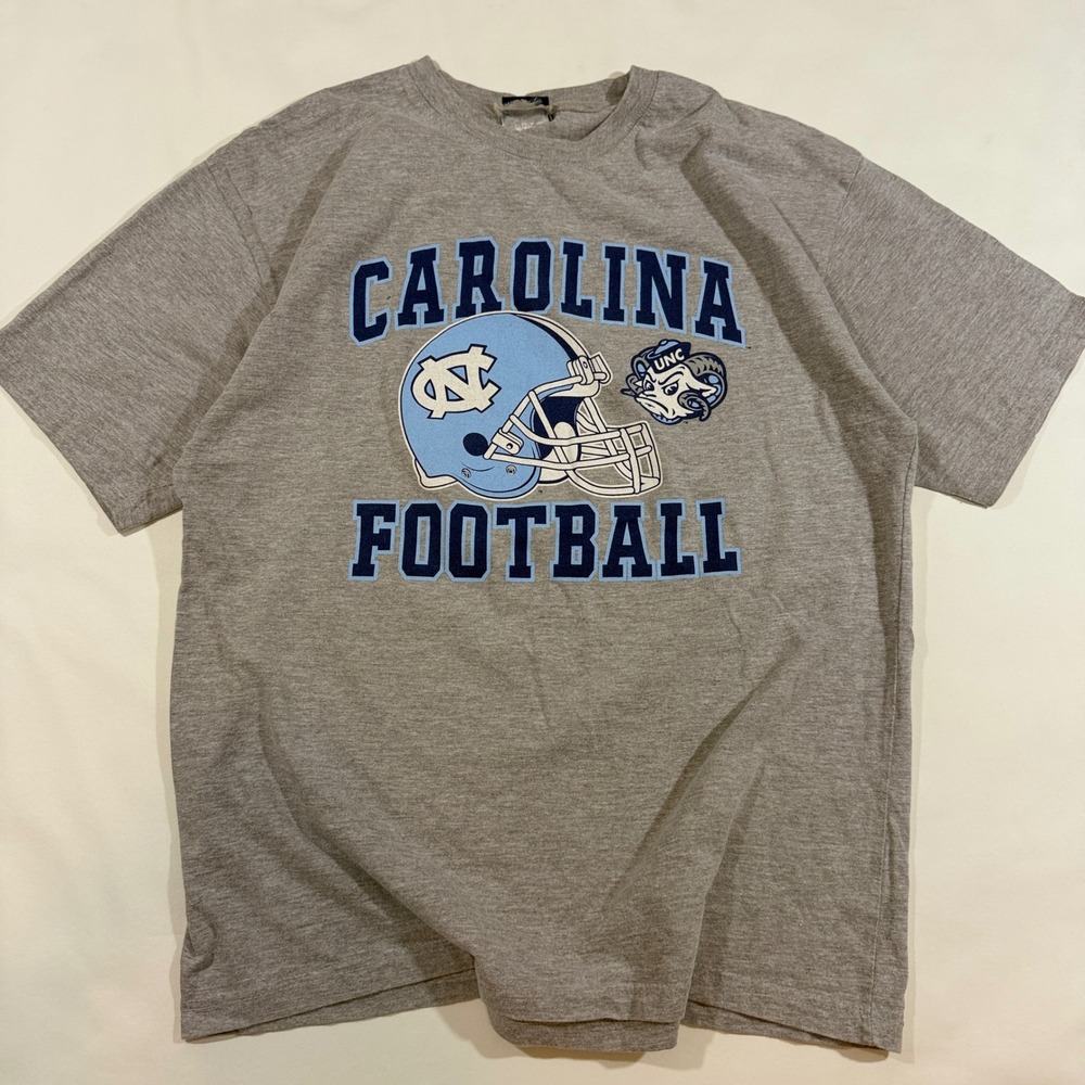 Vintage Old Varsity Brand Carolina Football Men Large Gray UNC Tar Heels Tee